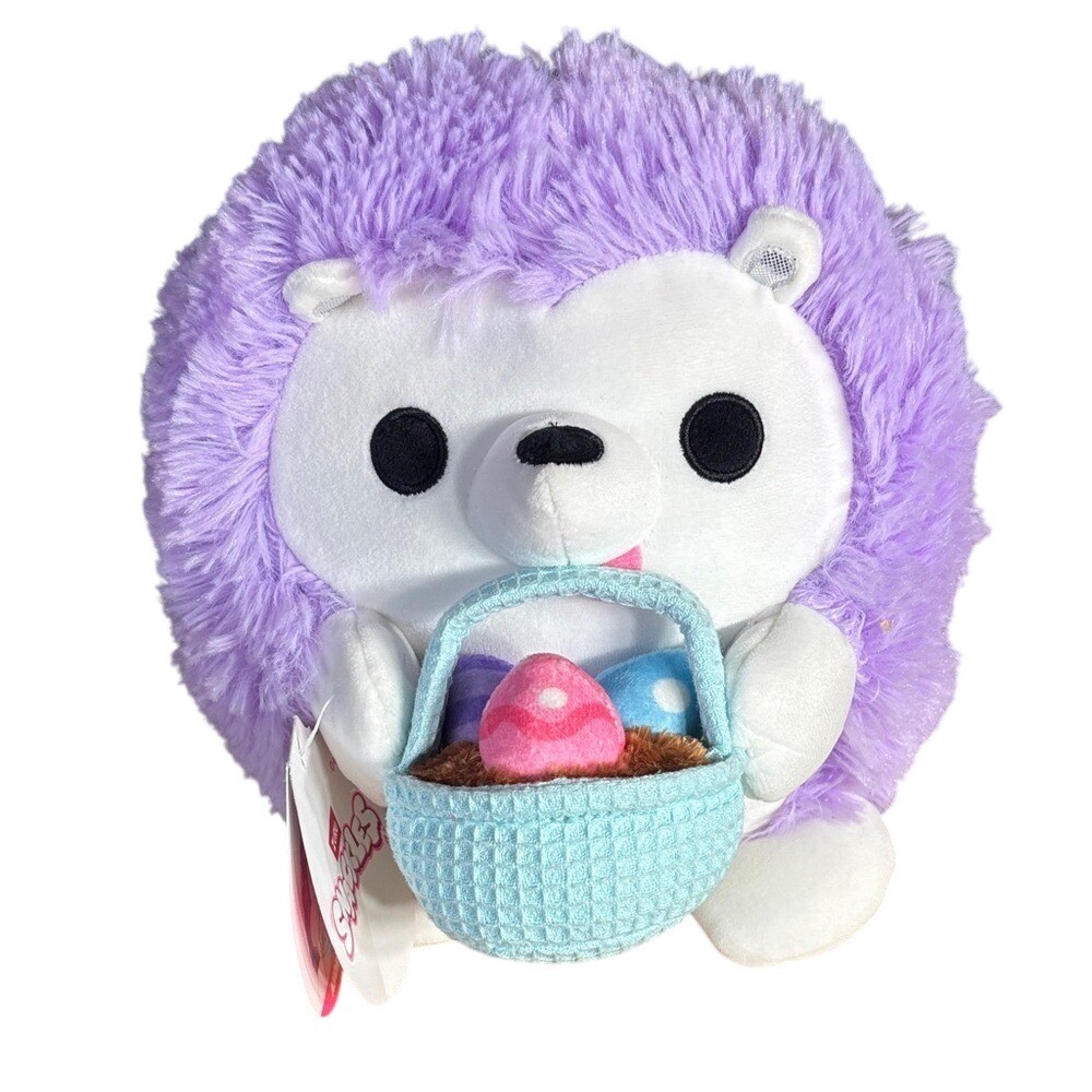 Easter Plush Snackles 8" Andrew The Hedgehog Purple Stuffed Animal w/Basket NWT